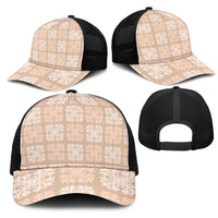 Beige Palaka Quilt Hawaii Mesh Trucker Cap Traditional Hawaii-plaid Pattern - Polynesian Pride