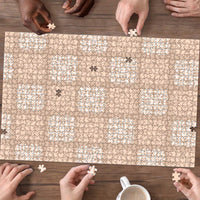 Beige Palaka Quilt Hawaii Puzzle Traditional Hawaii-plaid Pattern - Polynesian Pride