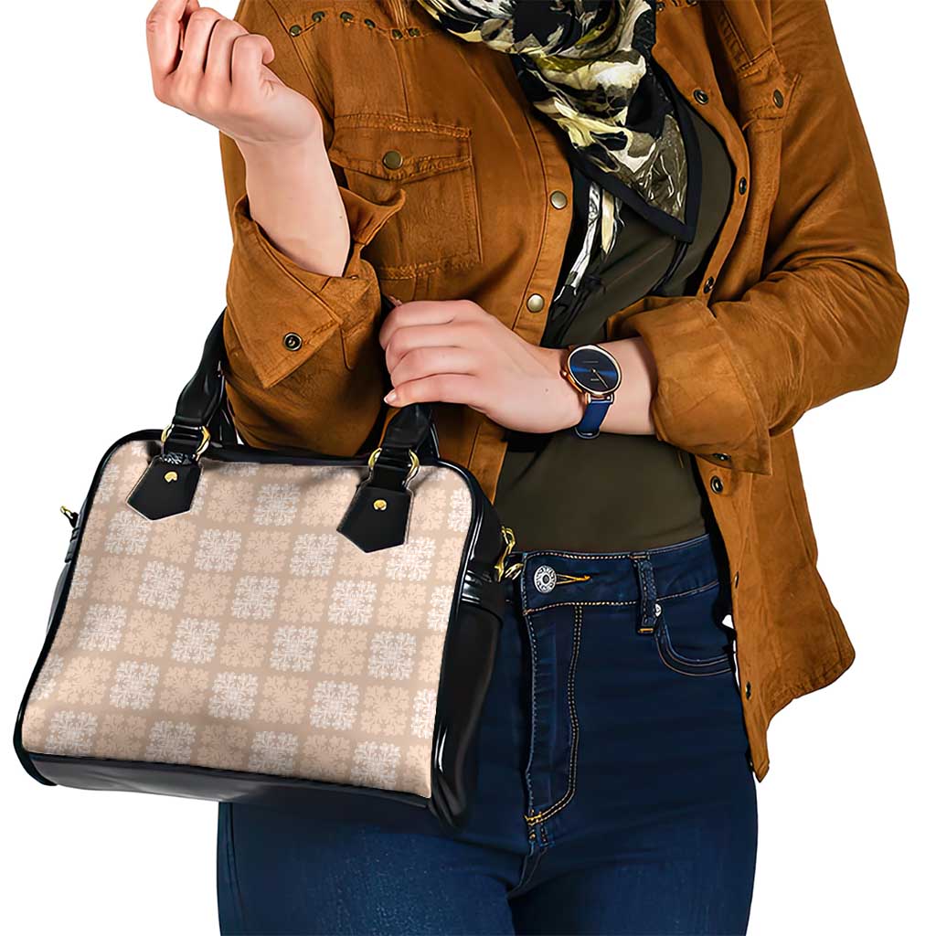 Beige Palaka Quilt Hawaii Shoulder Handbag Traditional Hawaii-plaid Pattern - Polynesian Pride