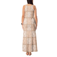 Beige Palaka Quilt Hawaii Tank Maxi Dress Traditional Hawaii-plaid Pattern - Polynesian Pride