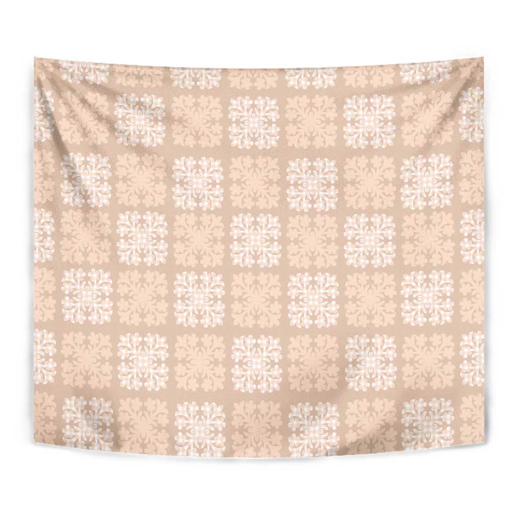 Beige Palaka Quilt Hawaii Tapestry Traditional Hawaii-plaid Pattern - Polynesian Pride
