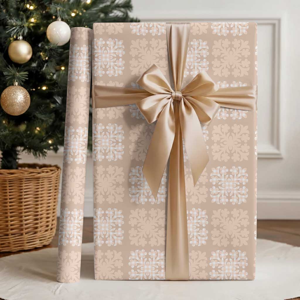 Beige Palaka Quilt Hawaii Wrapping Paper Traditional Hawaii-plaid Pattern - Polynesian Pride