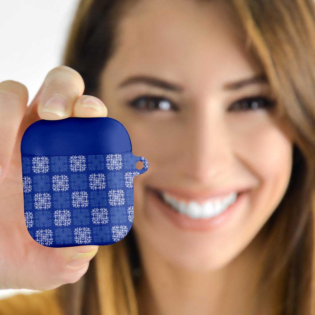 Royal Blue Palaka Quilt Hawaii AirPods Case Traditional Hawaii-plaid Pattern - Polynesian Pride