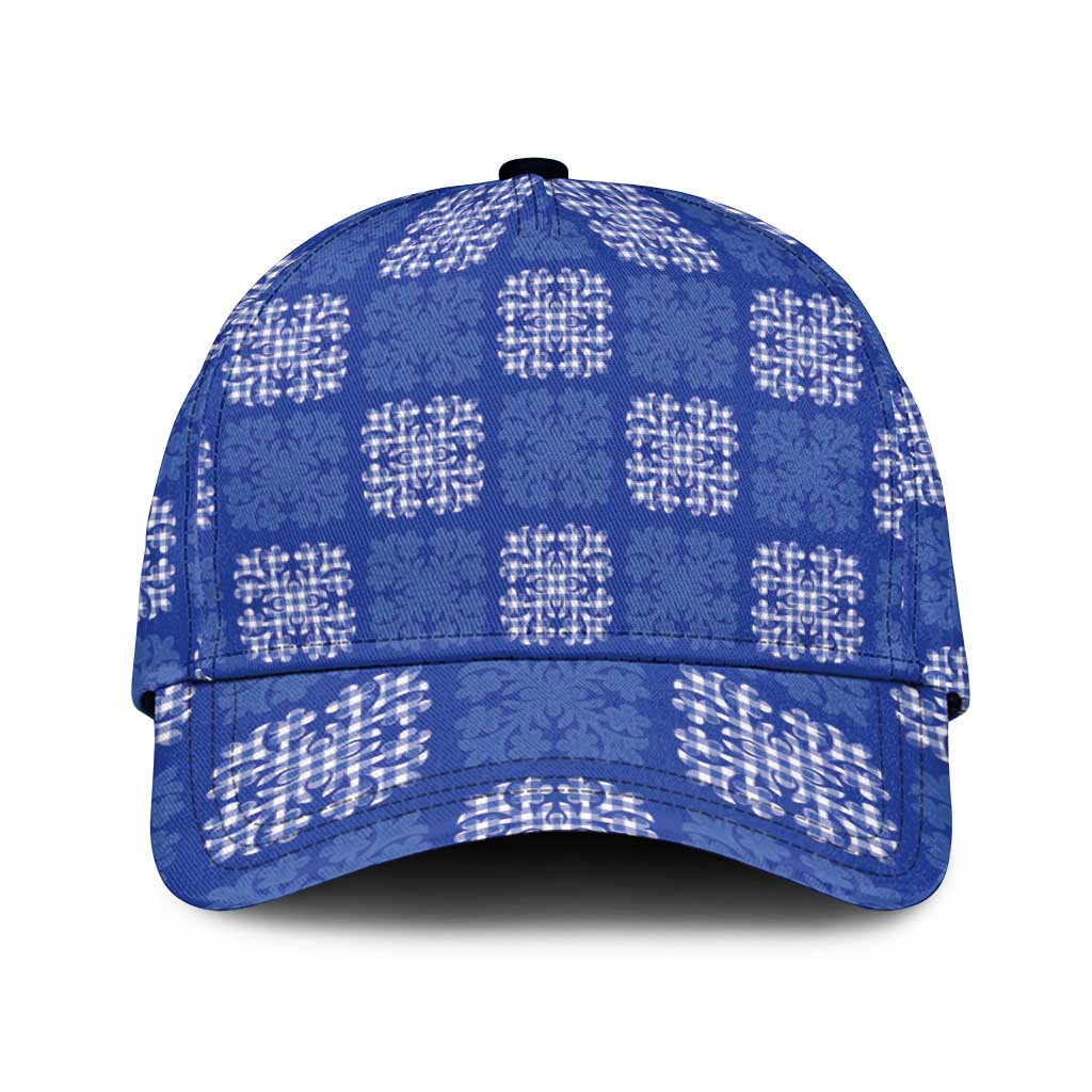 Royal Blue Palaka Quilt Hawaii Classic Cap Traditional Hawaii-plaid Pattern - Polynesian Pride
