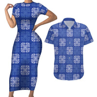 Royal Blue Palaka Quilt Hawaii Couples Matching Short Sleeve Bodycon Dress and Hawaiian Shirt Traditional Hawaii-plaid Pattern LT14 Royal Blue - Polynesian Pride