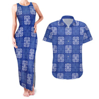 Royal Blue Palaka Quilt Hawaii Couples Matching Tank Maxi Dress and Hawaiian Shirt Traditional Hawaii-plaid Pattern LT14 Royal Blue - Polynesian Pride
