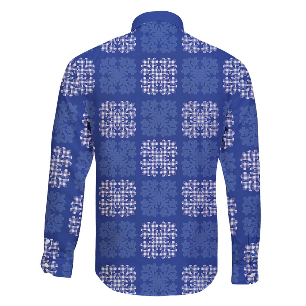 Royal Blue Palaka Quilt Hawaii Family Matching Mermaid Dress and Hawaiian Shirt Traditional Hawaii-plaid Pattern LT14 - Polynesian Pride