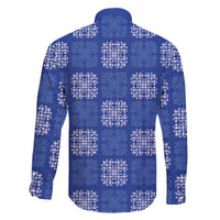 Royal Blue Palaka Quilt Hawaii Family Matching Off The Shoulder Long Sleeve Dress and Hawaiian Shirt Traditional Hawaii-plaid Pattern LT14 - Polynesian Pride
