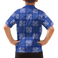 Royal Blue Palaka Quilt Hawaii Family Matching Off Shoulder Short Dress and Hawaiian Shirt Traditional Hawaii-plaid Pattern LT14 - Polynesian Pride