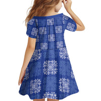 Royal Blue Palaka Quilt Hawaii Family Matching Off Shoulder Short Dress and Hawaiian Shirt Traditional Hawaii-plaid Pattern LT14 - Polynesian Pride
