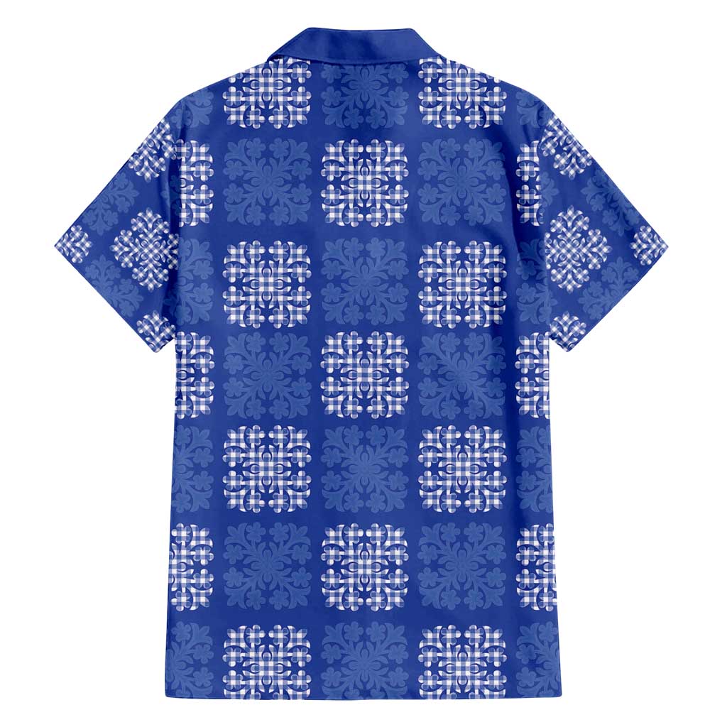 Royal Blue Palaka Quilt Hawaii Family Matching Puletasi and Hawaiian Shirt Traditional Hawaii-plaid Pattern LT14 - Polynesian Pride