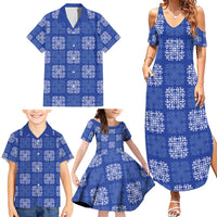 Royal Blue Palaka Quilt Hawaii Family Matching Summer Maxi Dress and Hawaiian Shirt Traditional Hawaii-plaid Pattern LT14 - Polynesian Pride