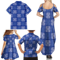 Royal Blue Palaka Quilt Hawaii Family Matching Summer Maxi Dress and Hawaiian Shirt Traditional Hawaii-plaid Pattern LT14 - Polynesian Pride