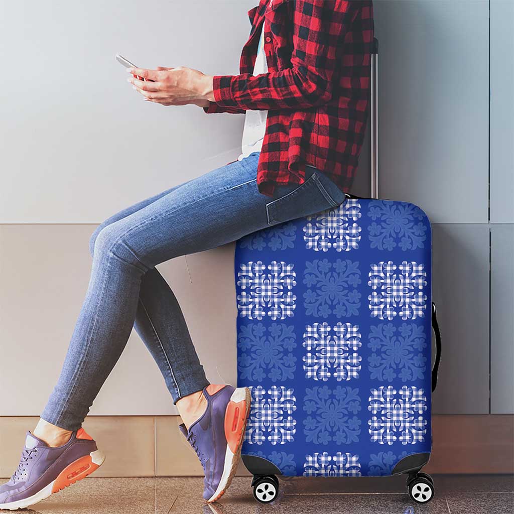 Royal Blue Palaka Quilt Hawaii Luggage Cover Traditional Hawaii-plaid Pattern - Polynesian Pride