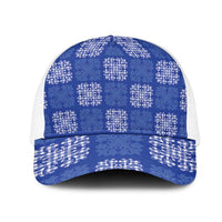 Royal Blue Palaka Quilt Hawaii Mesh Trucker Cap Traditional Hawaii-plaid Pattern - Polynesian Pride