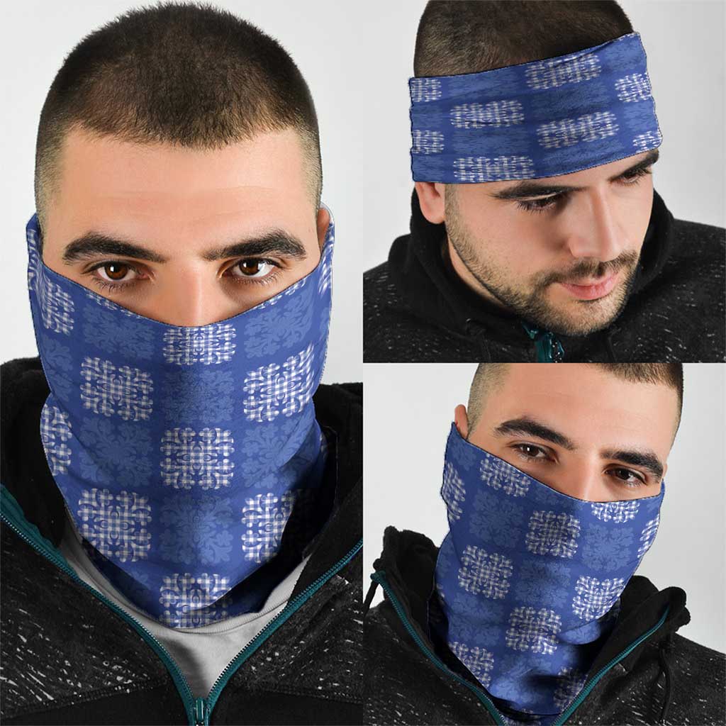 Royal Blue Palaka Quilt Hawaii Neck Gaiter Traditional Hawaii-plaid Pattern LT14