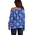 Royal Blue Palaka Quilt Hawaii Off Shoulder Sweater Traditional Hawaii-plaid Pattern - Polynesian Pride