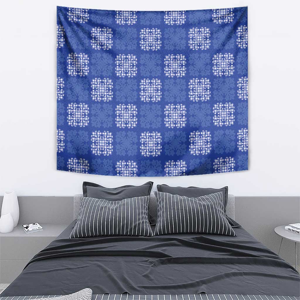 Royal Blue Palaka Quilt Hawaii Tapestry Traditional Hawaii-plaid Pattern - Polynesian Pride