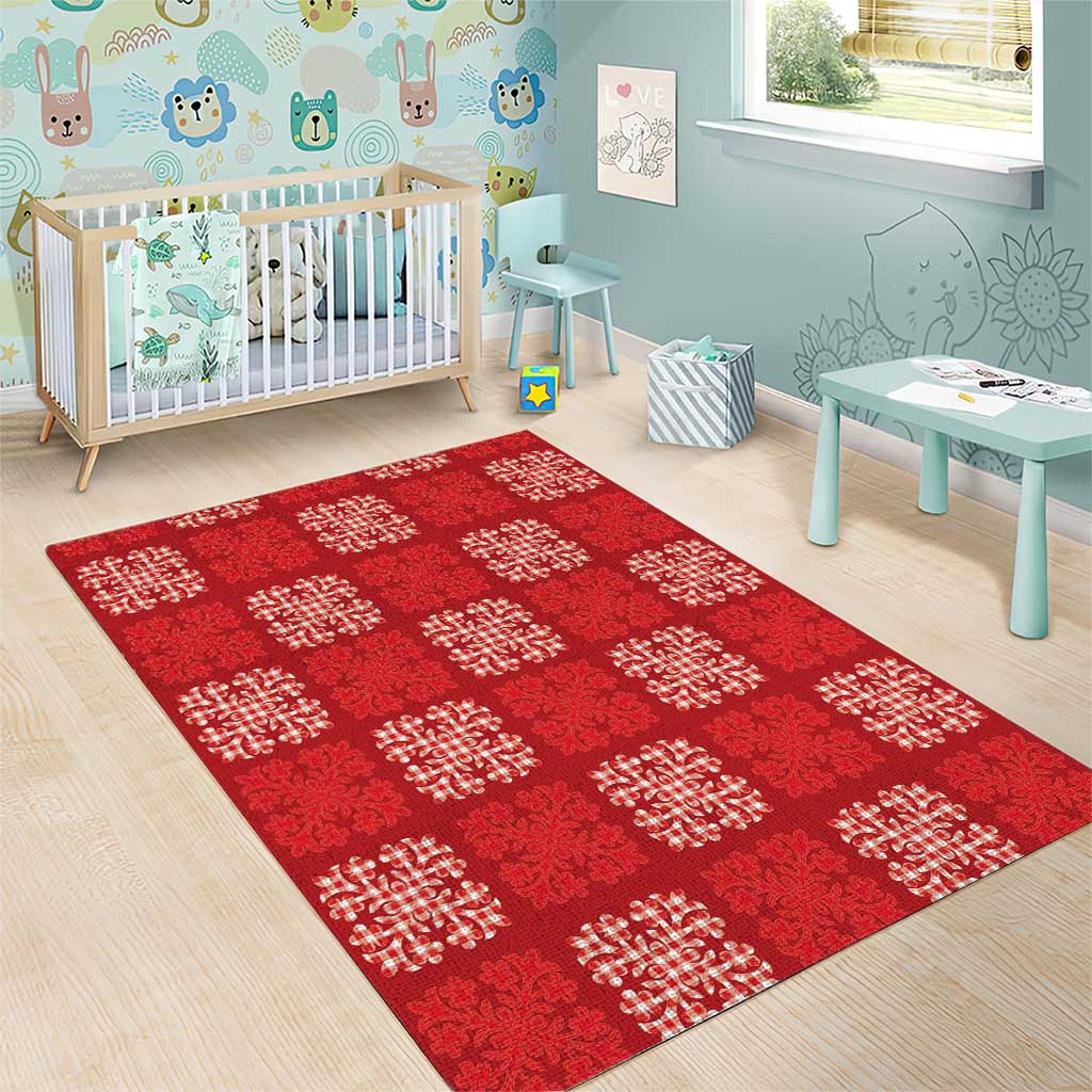 Red Palaka Quilt Hawaii Area Rug Traditional Hawaii-plaid Pattern - Polynesian Pride