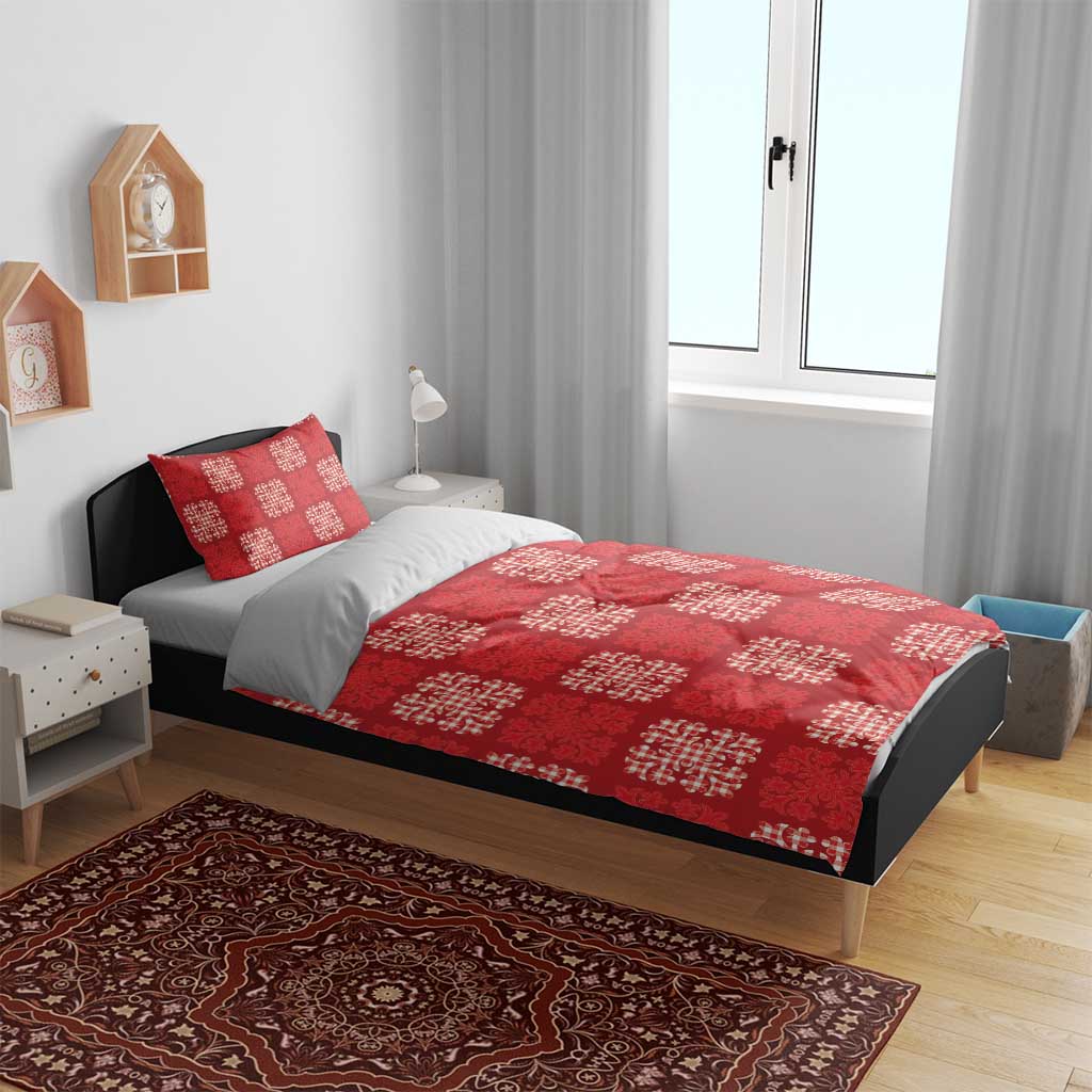 Red Palaka Quilt Hawaii Bedding Set Traditional Hawaii-plaid Pattern - Polynesian Pride