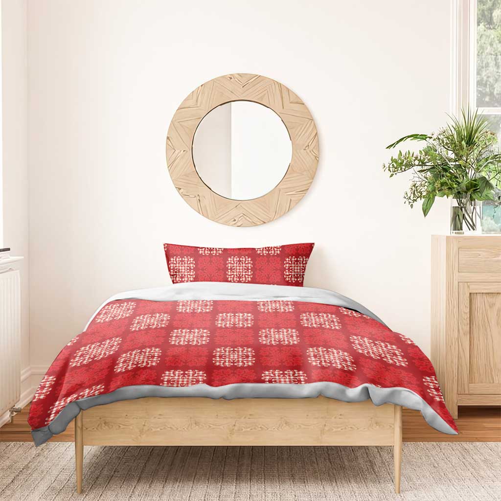 Red Palaka Quilt Hawaii Bedding Set Traditional Hawaii-plaid Pattern - Polynesian Pride