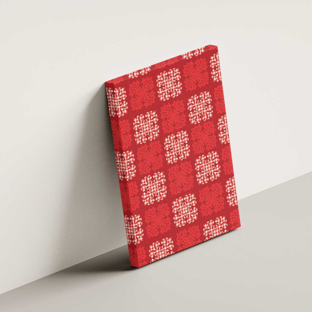 Red Palaka Quilt Hawaii Canvas Wall Art Traditional Hawaii-plaid Pattern - Polynesian Pride