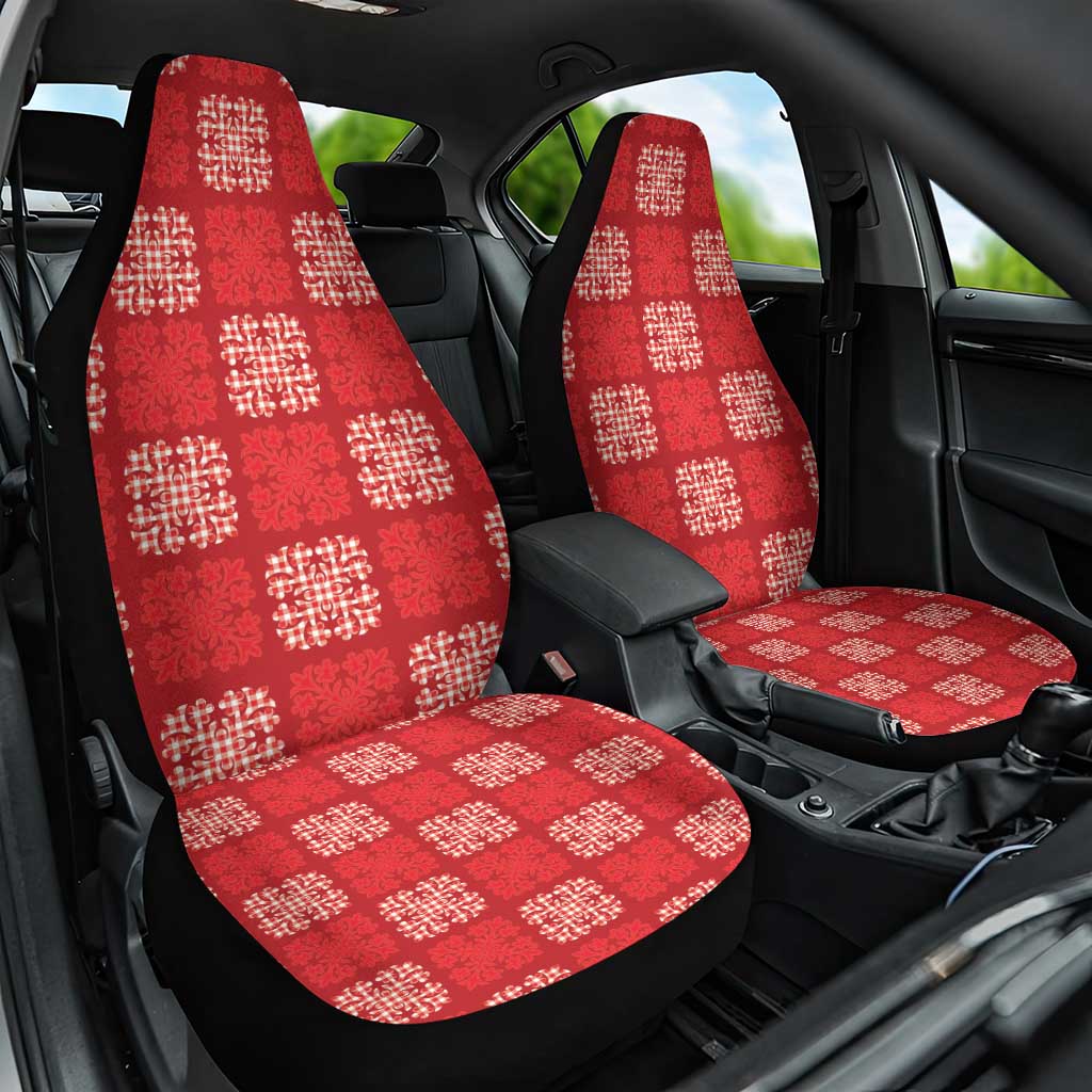 Red Palaka Quilt Hawaii Car Seat Cover Traditional Hawaii-plaid Pattern - Polynesian Pride