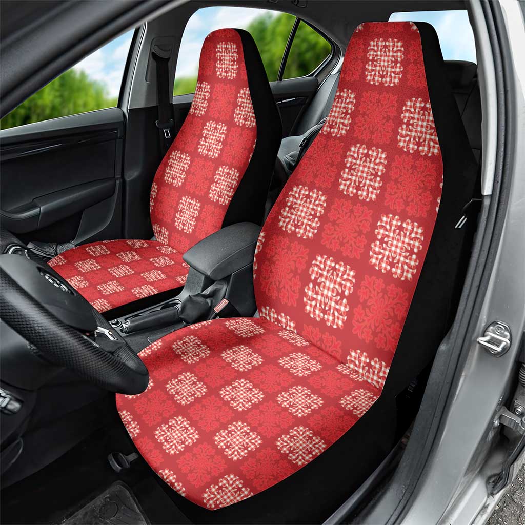 Red Palaka Quilt Hawaii Car Seat Cover Traditional Hawaii-plaid Pattern - Polynesian Pride