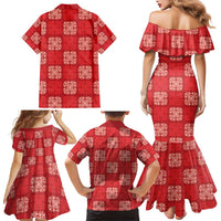 Red Palaka Quilt Hawaii Family Matching Mermaid Dress and Hawaiian Shirt Traditional Hawaii-plaid Pattern LT14 - Polynesian Pride