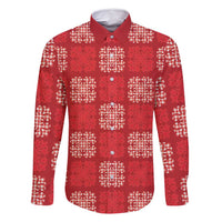 Red Palaka Quilt Hawaii Family Matching Mermaid Dress and Hawaiian Shirt Traditional Hawaii-plaid Pattern LT14 Dad's Shirt - Long Sleeve Red - Polynesian Pride
