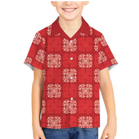 Red Palaka Quilt Hawaii Family Matching Mermaid Dress and Hawaiian Shirt Traditional Hawaii-plaid Pattern LT14 Son's Shirt Red - Polynesian Pride