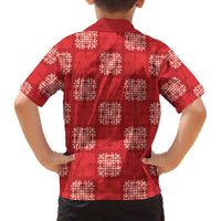 Red Palaka Quilt Hawaii Family Matching Off The Shoulder Long Sleeve Dress and Hawaiian Shirt Traditional Hawaii-plaid Pattern LT14 - Polynesian Pride