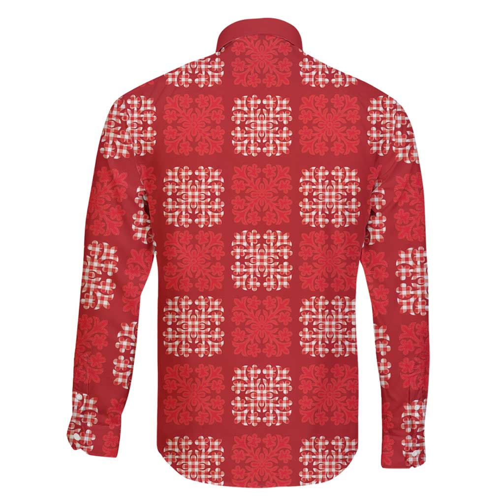 Red Palaka Quilt Hawaii Family Matching Off Shoulder Maxi Dress and Hawaiian Shirt Traditional Hawaii-plaid Pattern LT14 - Polynesian Pride