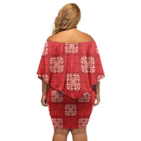 Red Palaka Quilt Hawaii Family Matching Off Shoulder Short Dress and Hawaiian Shirt Traditional Hawaii-plaid Pattern LT14 - Polynesian Pride