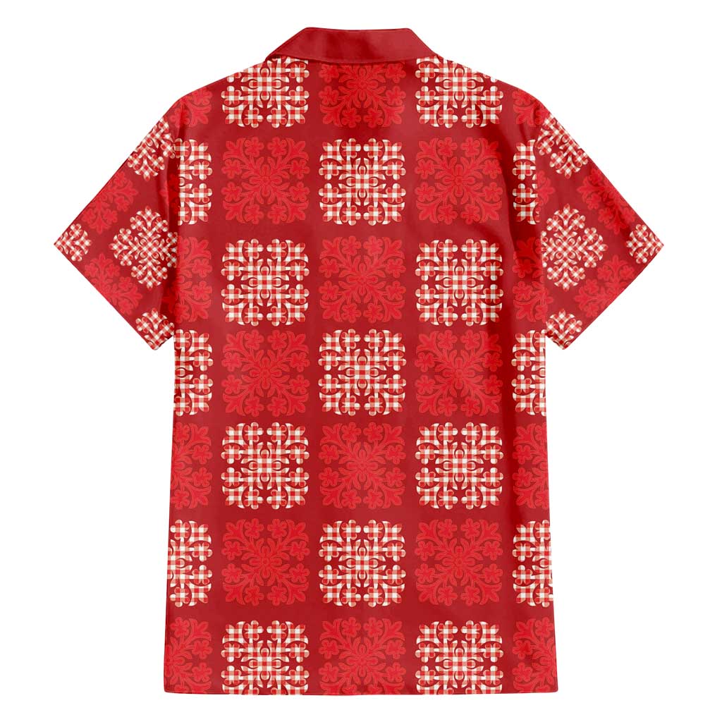 Red Palaka Quilt Hawaii Family Matching Summer Maxi Dress and Hawaiian Shirt Traditional Hawaii-plaid Pattern LT14 - Polynesian Pride