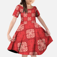 Red Palaka Quilt Hawaii Family Matching Tank Maxi Dress and Hawaiian Shirt Traditional Hawaii-plaid Pattern LT14 Daughter's Dress Red - Polynesian Pride