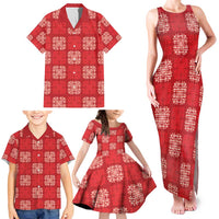 Red Palaka Quilt Hawaii Family Matching Tank Maxi Dress and Hawaiian Shirt Traditional Hawaii-plaid Pattern LT14 - Polynesian Pride