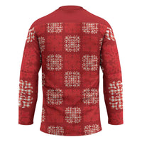 Red Palaka Quilt Hawaii Hockey Jersey Traditional Hawaii-plaid Pattern - Polynesian Pride