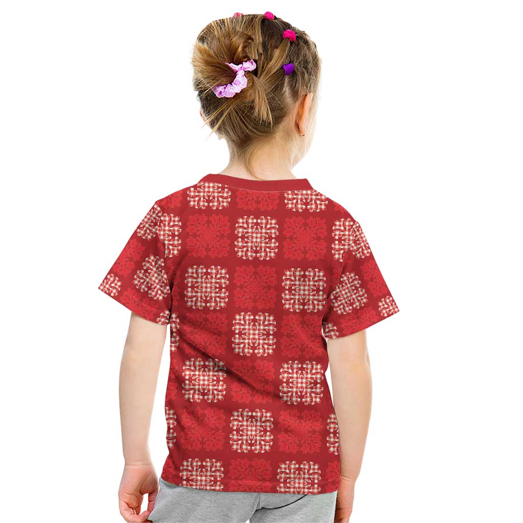 Red Palaka Quilt Hawaii Kid T Shirt Traditional Hawaii-plaid Pattern LT14 - Polynesian Pride