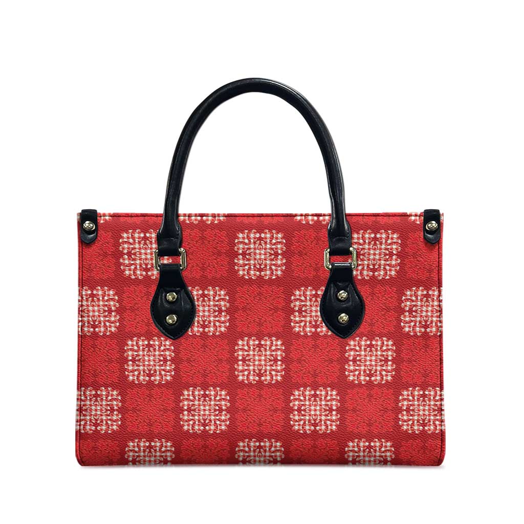 Red Palaka Quilt Hawaii Leather Bag Traditional Hawaii-plaid Pattern - Polynesian Pride