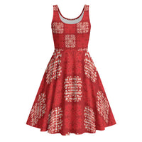 Red Palaka Quilt Hawaii Midi Dress Traditional Hawaii-plaid Pattern LT14 Red - Polynesian Pride