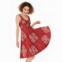 Red Palaka Quilt Hawaii Midi Dress Traditional Hawaii-plaid Pattern LT14 - Polynesian Pride