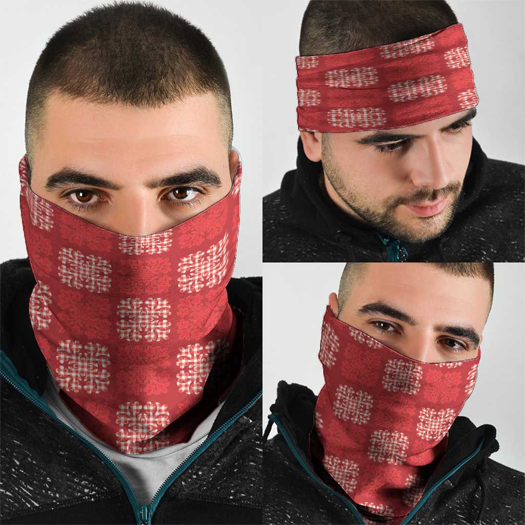 Red Palaka Quilt Hawaii Neck Gaiter Traditional Hawaii-plaid Pattern LT14