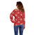 Red Palaka Quilt Hawaii Off Shoulder Sweater Traditional Hawaii-plaid Pattern - Polynesian Pride