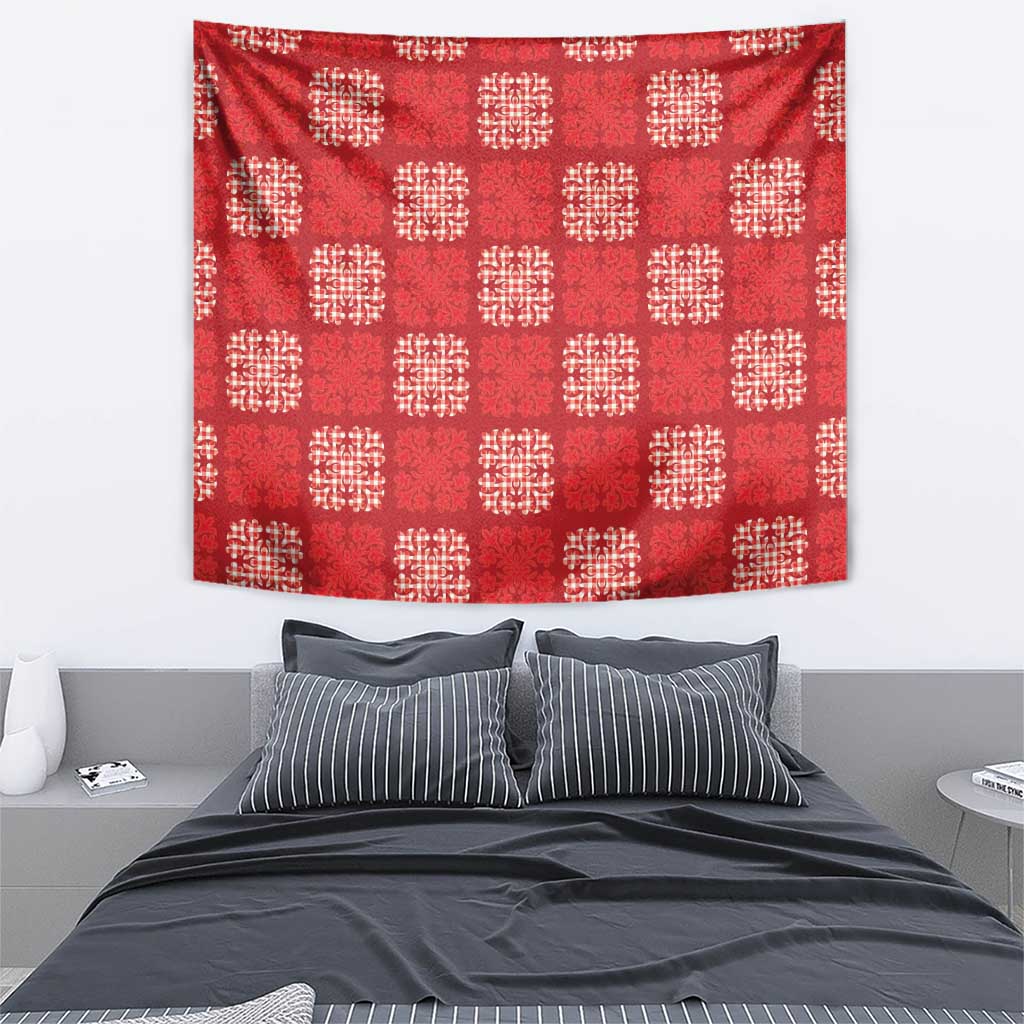 Red Palaka Quilt Hawaii Tapestry Traditional Hawaii-plaid Pattern - Polynesian Pride