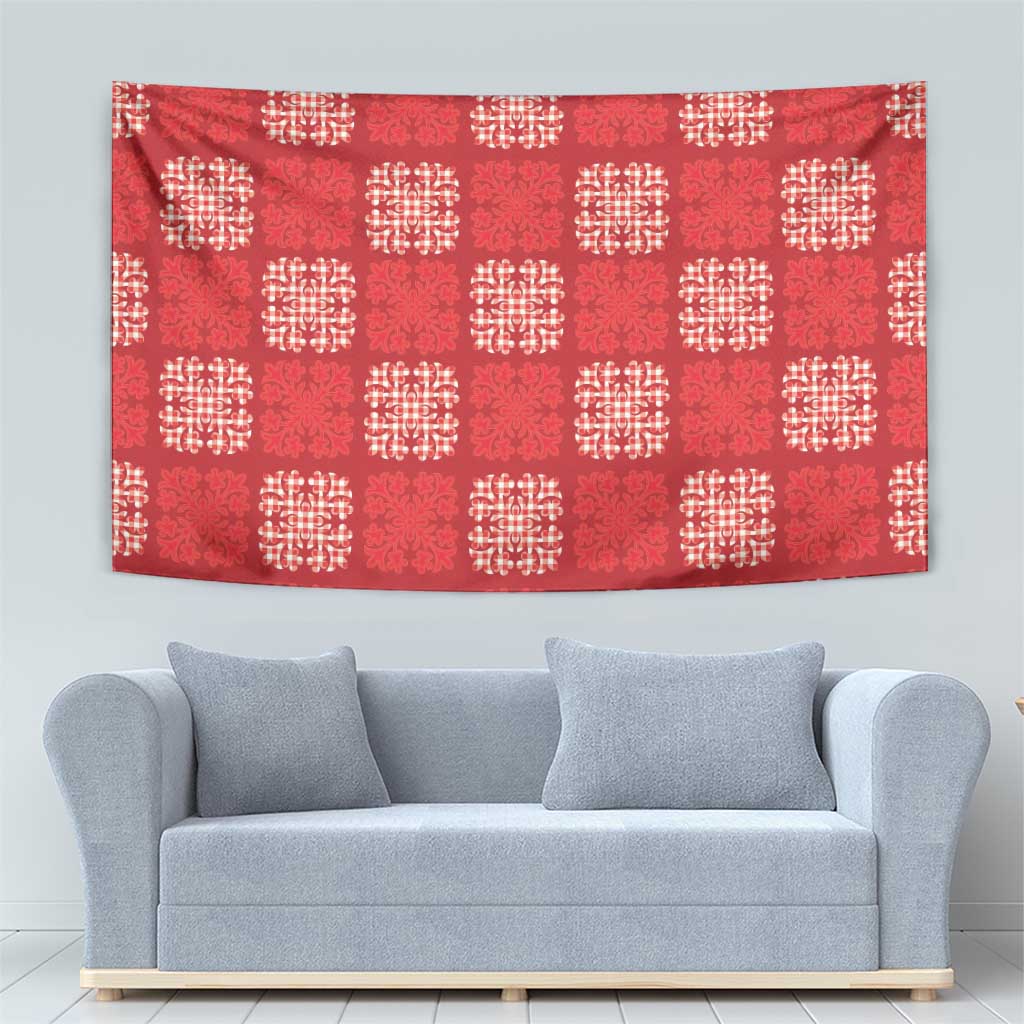 Red Palaka Quilt Hawaii Tapestry Traditional Hawaii-plaid Pattern - Polynesian Pride