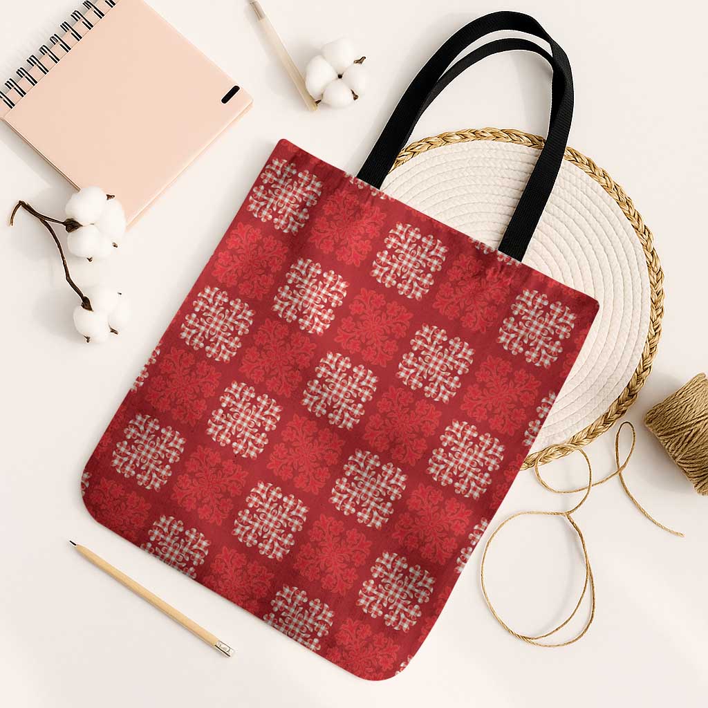 Red Palaka Quilt Hawaii Tote Bag Traditional Hawaii-plaid Pattern - Polynesian Pride