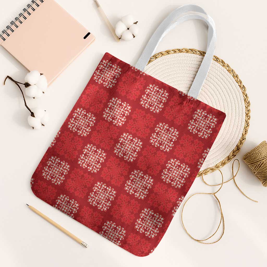 Red Palaka Quilt Hawaii Tote Bag Traditional Hawaii-plaid Pattern - Polynesian Pride