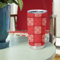 Red Palaka Quilt Hawaii Tumbler Cup Traditional Hawaii-plaid Pattern LT14 - Polynesian Pride