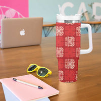 Red Palaka Quilt Hawaii Tumbler With Handle Traditional Hawaii-plaid Pattern LT14 - Polynesian Pride